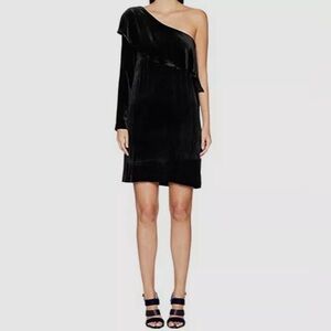 NICOLE MILLER COLLECTION Black Velvet One Shoulder Evening Dress NWT | Size 4